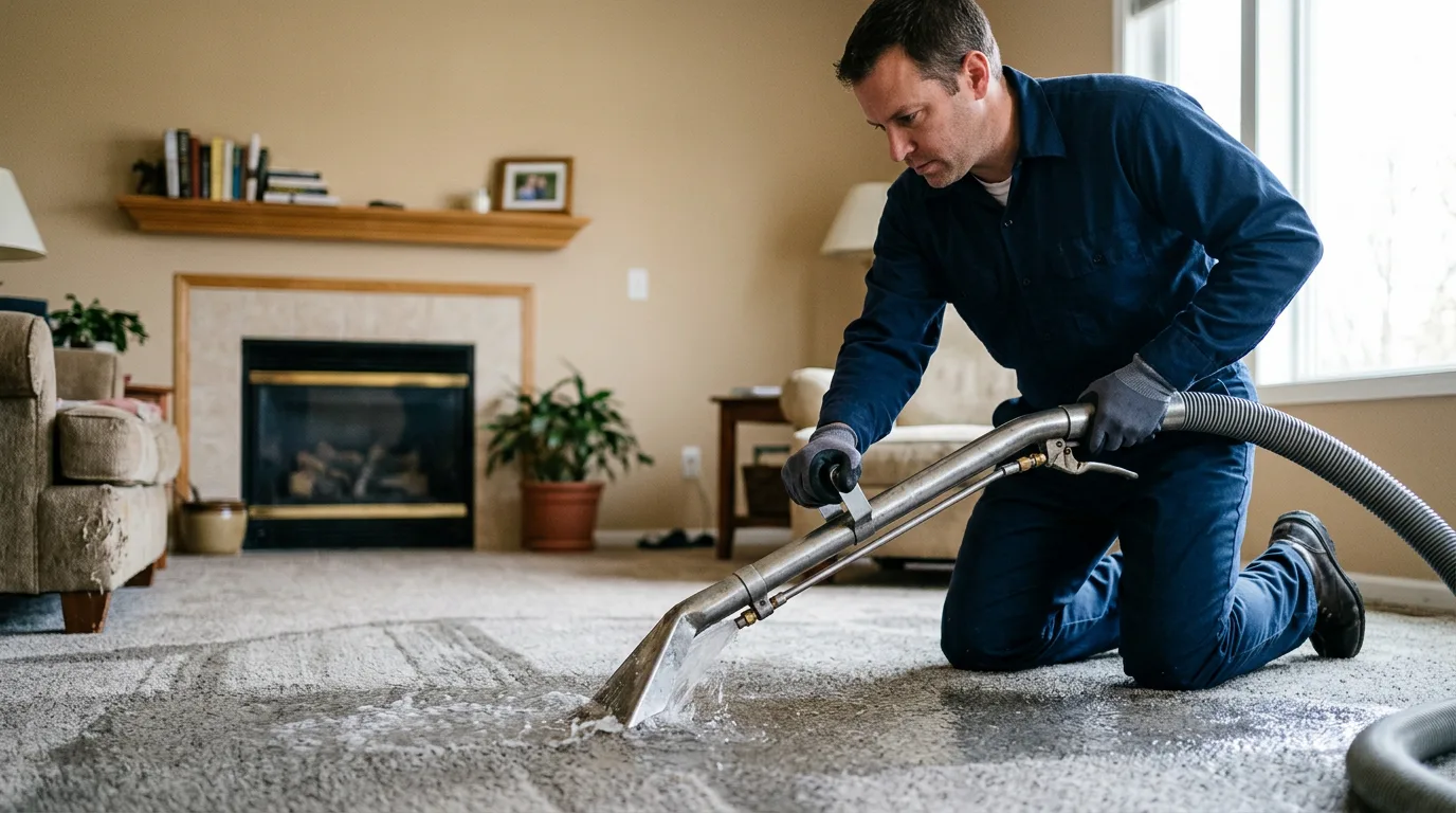 Water damage restoration technician working near Donegal, PA